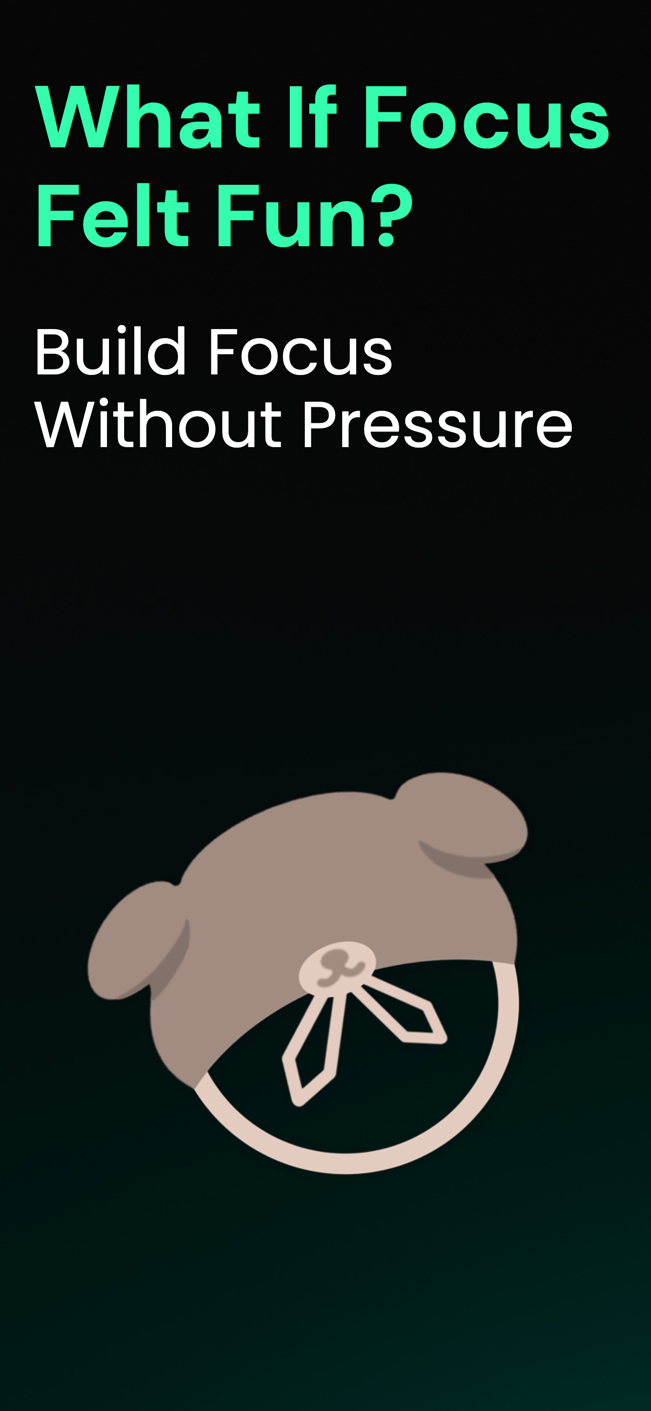 PupFocus timer screen showing 25-minute Pomodoro focus session countdown