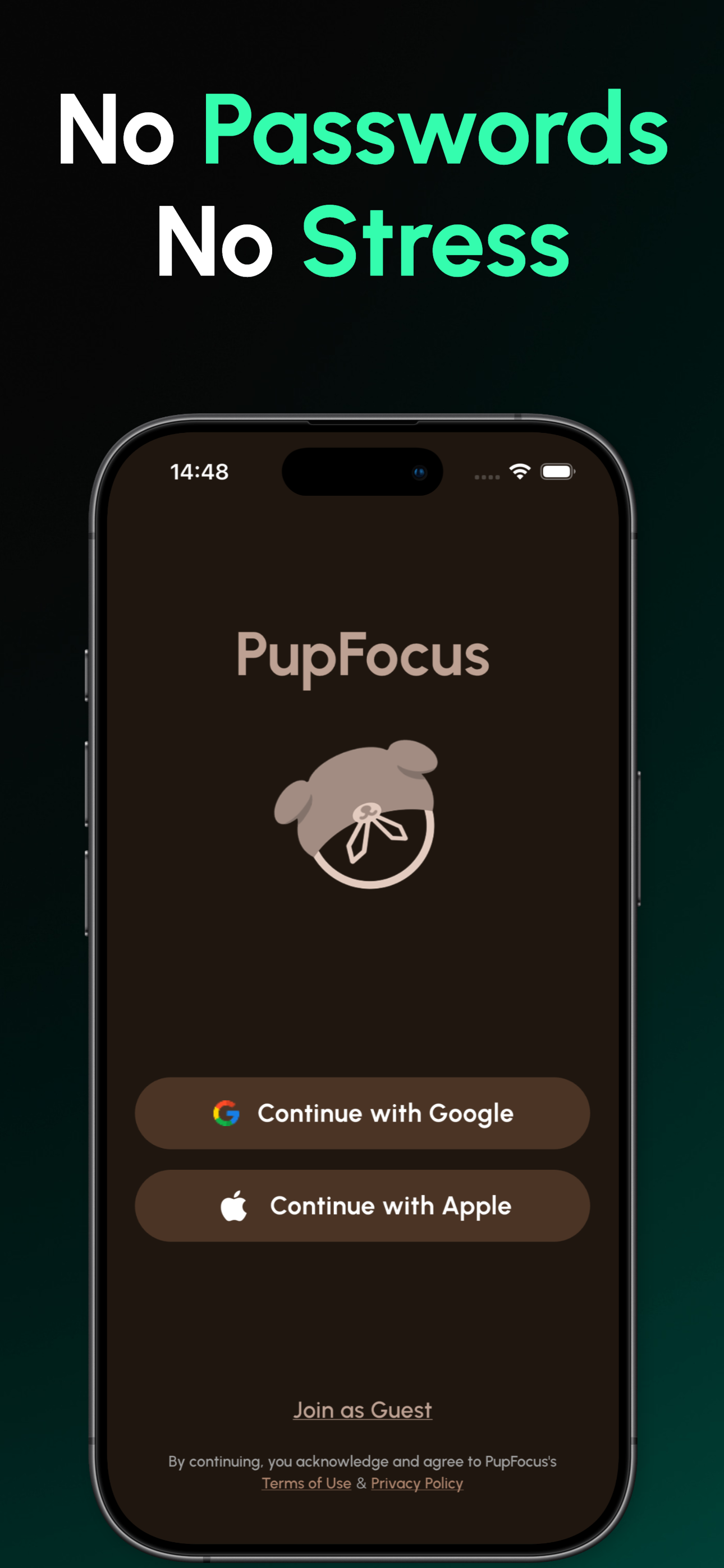 PupFocus task management screen with color-coded to-do list